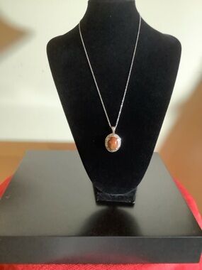 High Quality Surgical Stainless with Aqua Nueva Moss Agate Stone Pendant